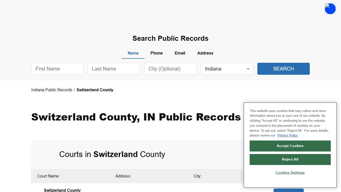 Switzerland County, IN Public Court, Arrest and Inmate Records - ThePublicIndex