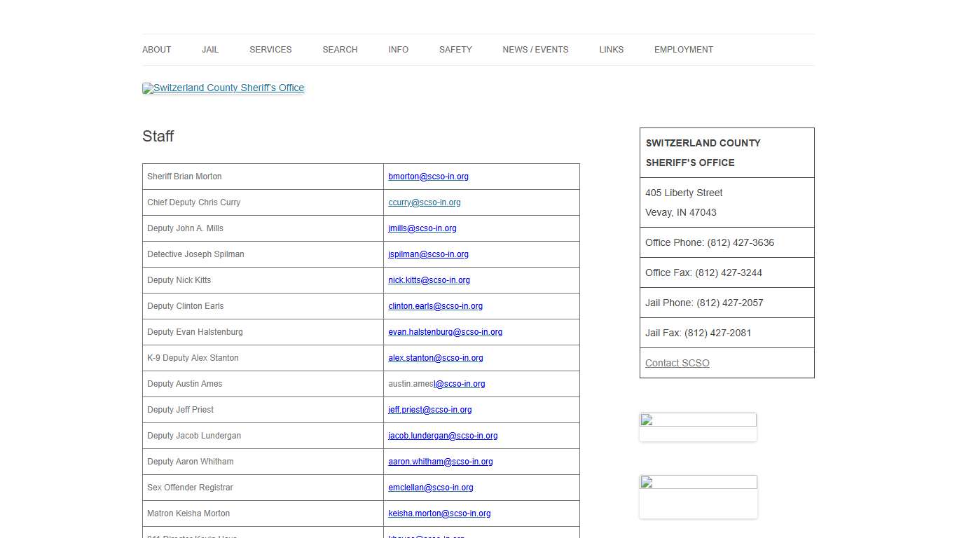 Staff - Switzerland County Sheriff’s Office