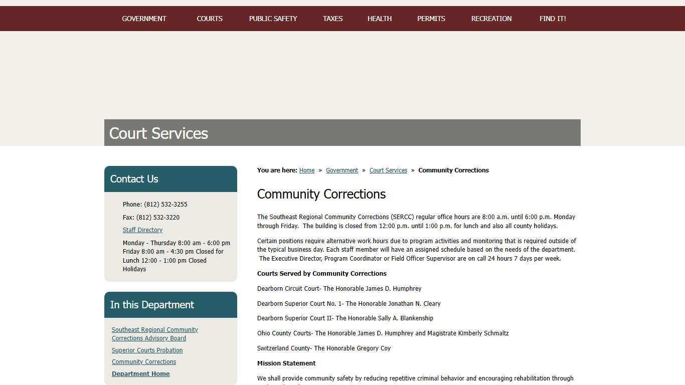 Community Corrections / Dearborn County, Indiana