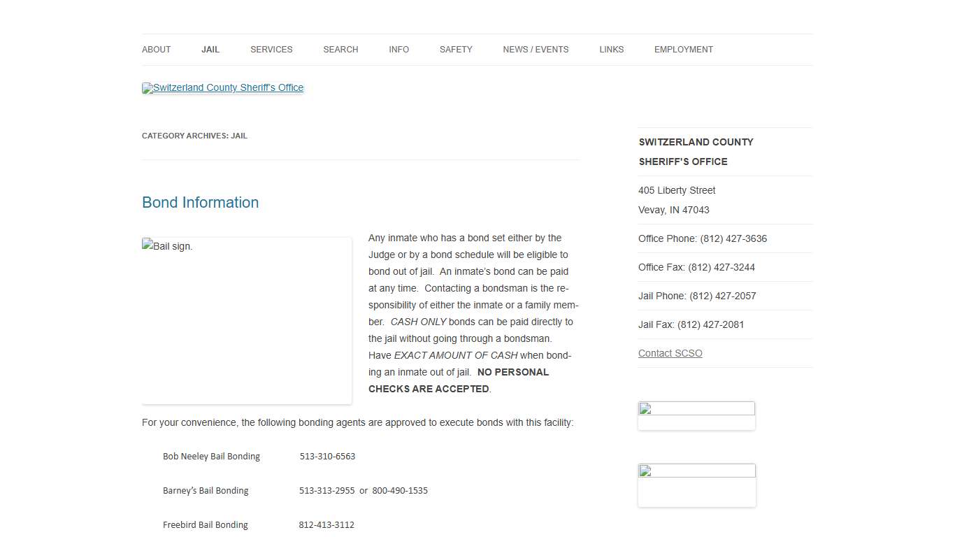 Jail Archives - Switzerland County Sheriff’s Office